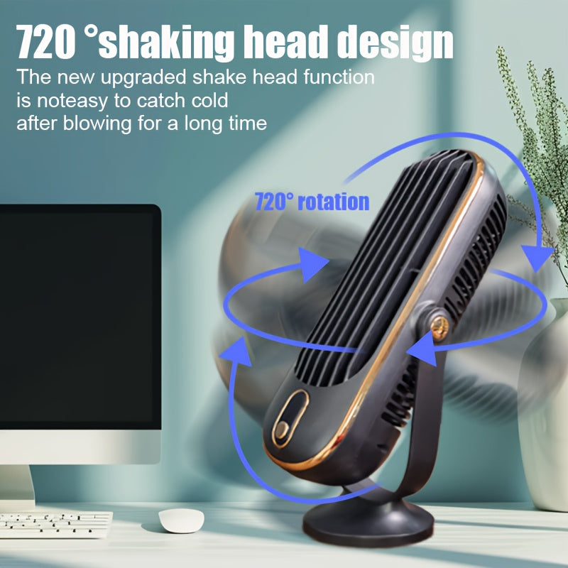 5-Speed Adjustable TENGQU Portable USB Desktop Fan Dual Blade 360 Degree Rotation for Home Office Travel Camping