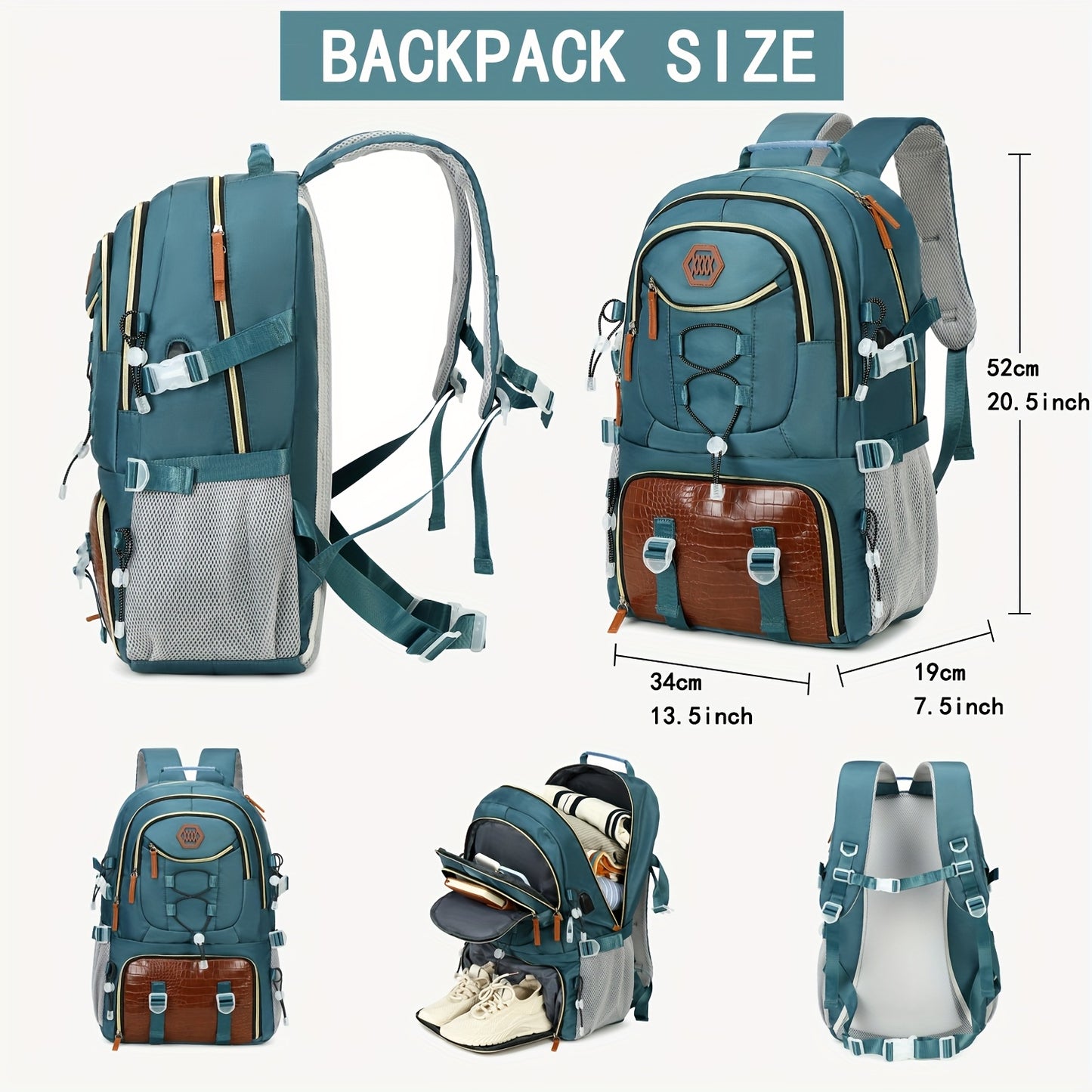 Lightweight 40L Travel Backpack with USB Charging Port