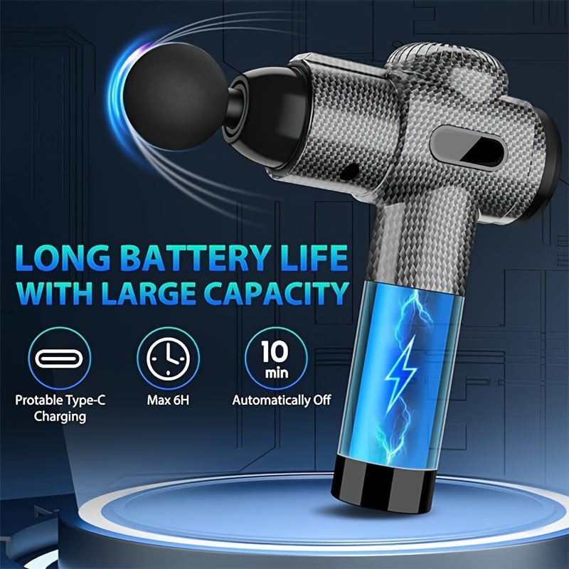 10-Speed Deep-Tissue Massage Gun with 10 Change Heads LED Screen