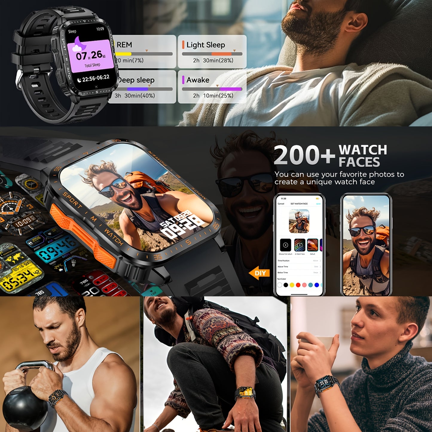 Synwoo Fashion Smartwatch with LED Flashlight and Call Function