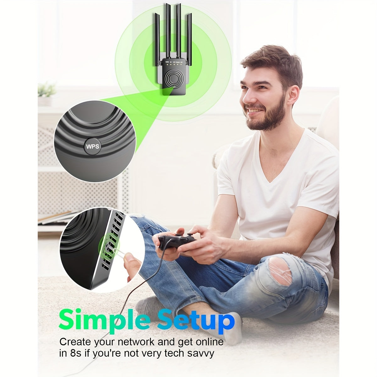1200Mbps Ultra-Fast WiFi Extender Dual Band Signal Booster