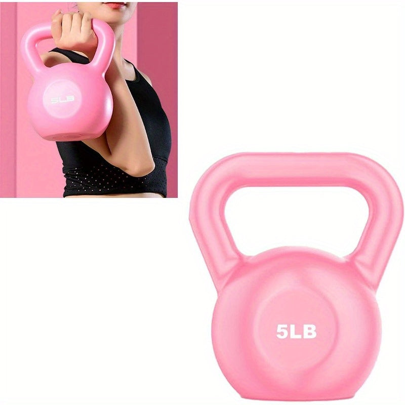 1pc 5LB Pink PE Kettlebell for Men & Women Durable Grip