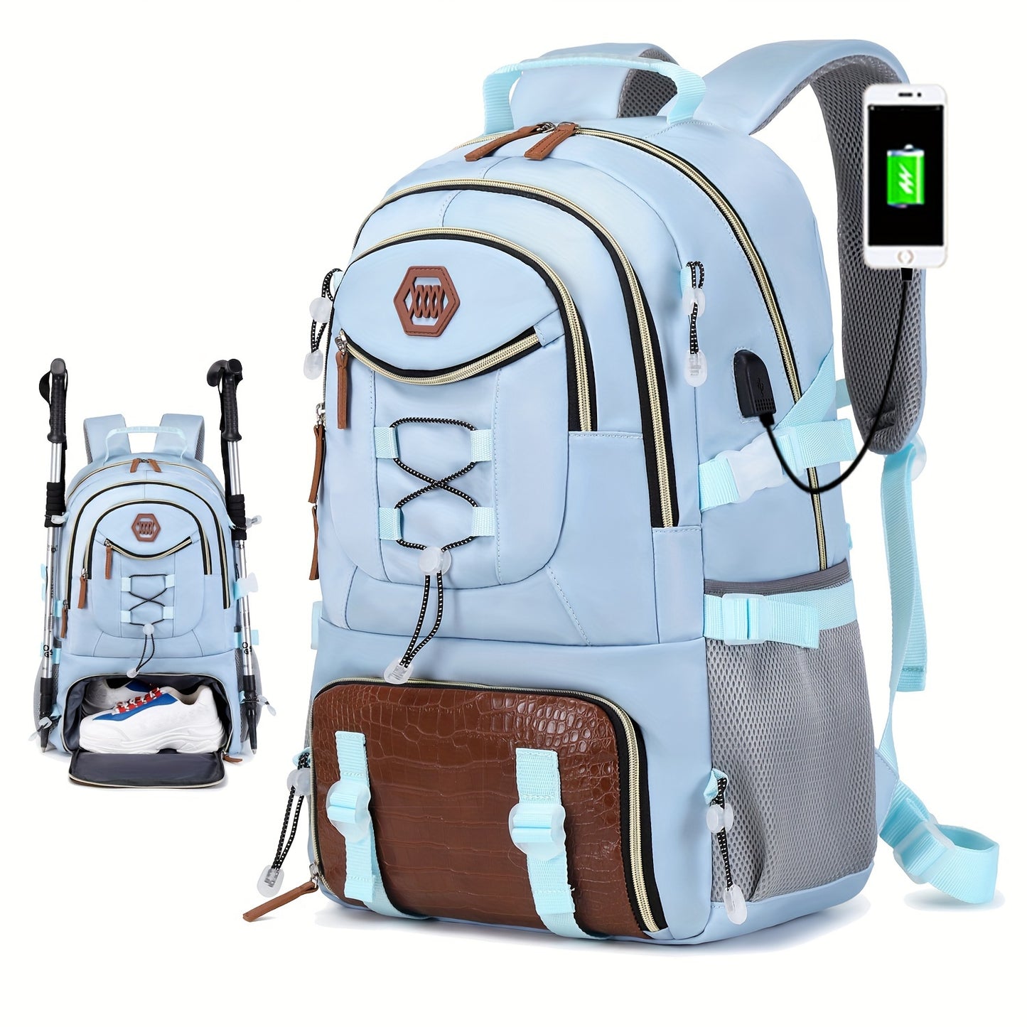 Lightweight 40L Travel Backpack with USB Charging Port