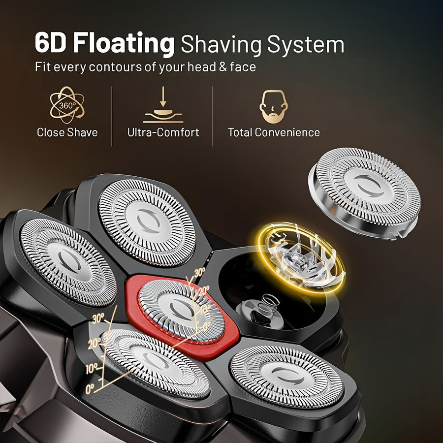 Men's Electric Shaver, 10000 RPM 6D Magnetic Razor, IPX8