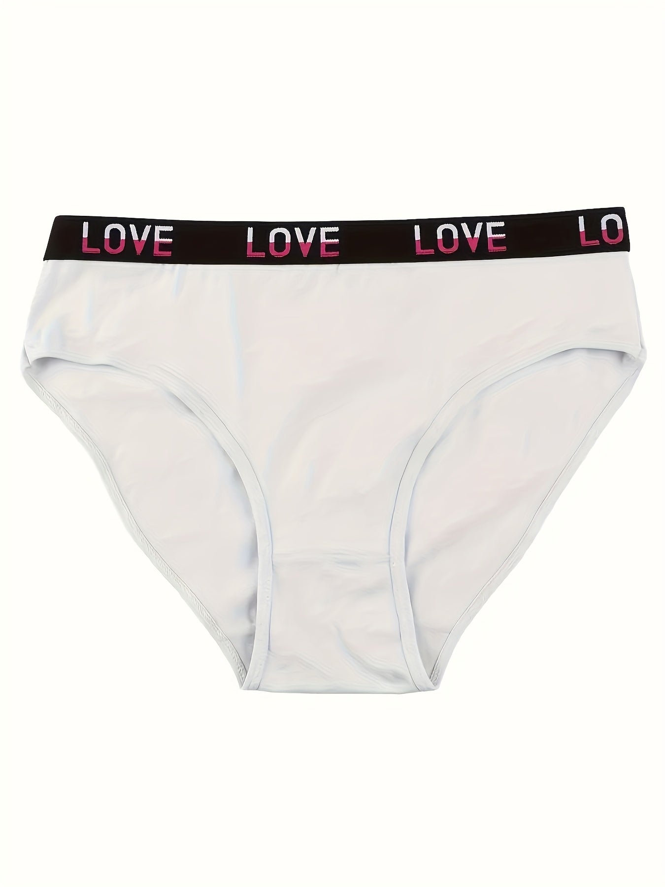Women's High-Waist Letter Print Briefs, Smooth Fabric Finish, Cute Underwear