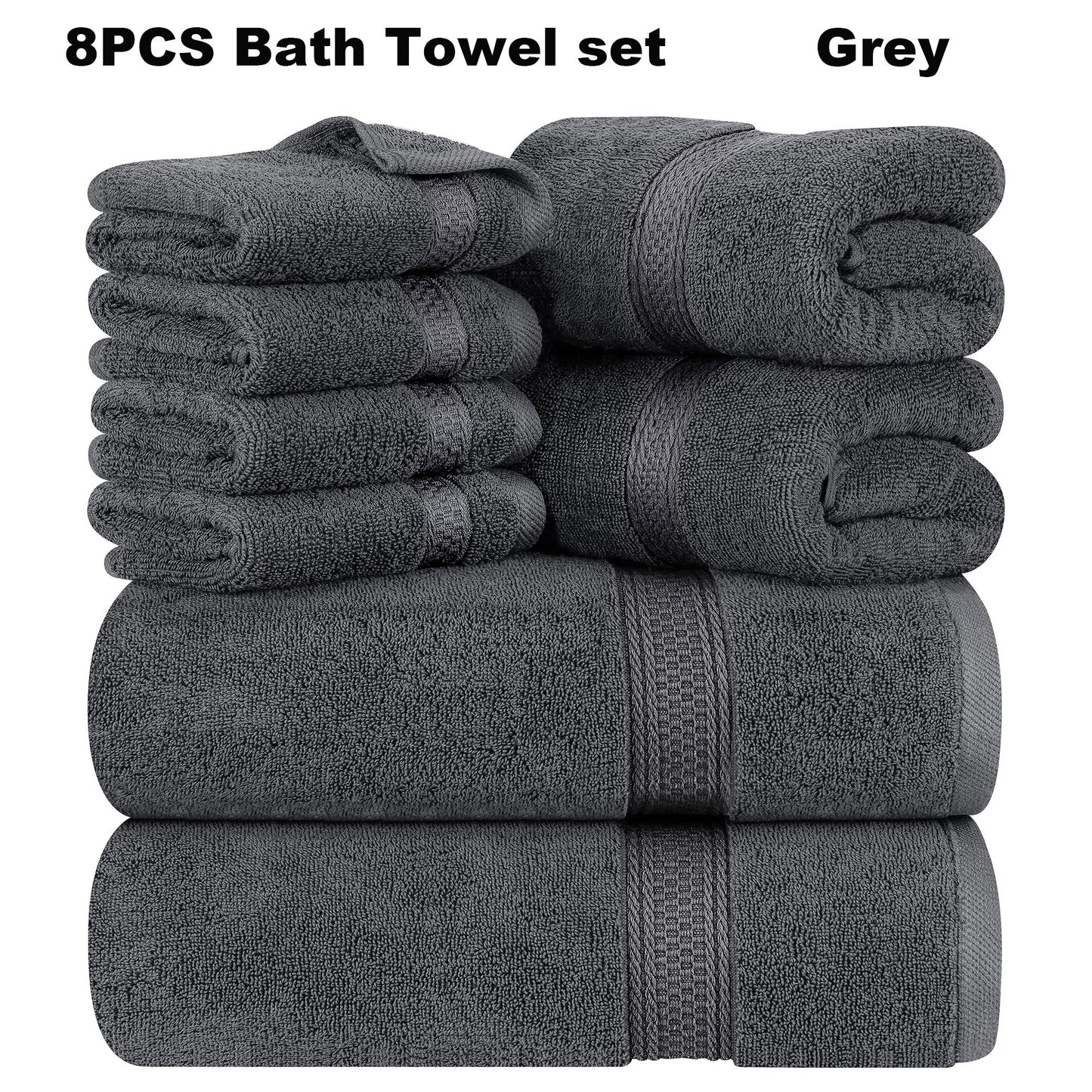8pcs Luxurious Soft Bath Towel Set for Ultimate Comfort