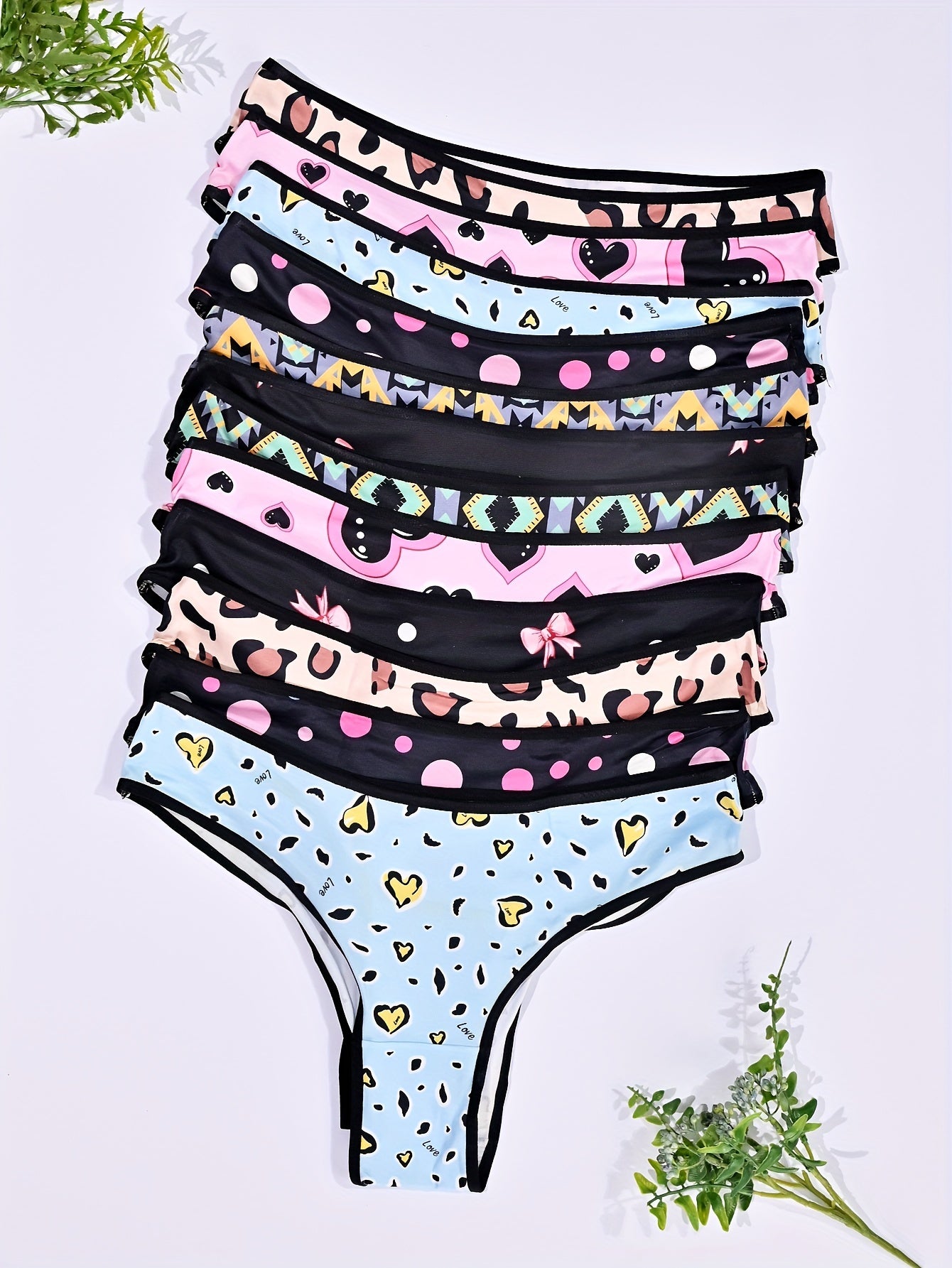 12pcs Plus Size Women's Comfortable Briefs Set