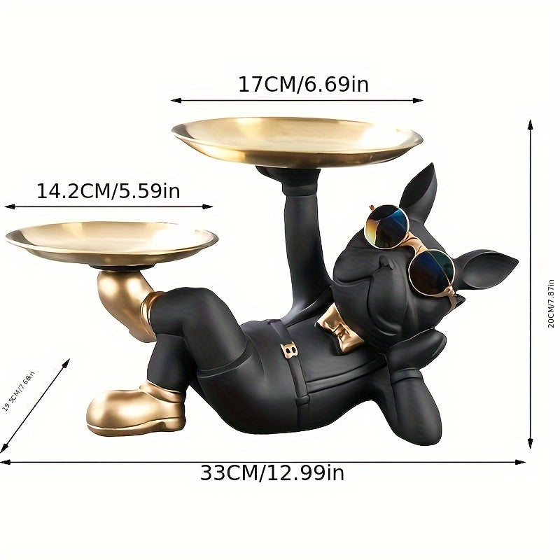 1pc French Bulldog Resin Sculpture Tray For Home Decor Gift