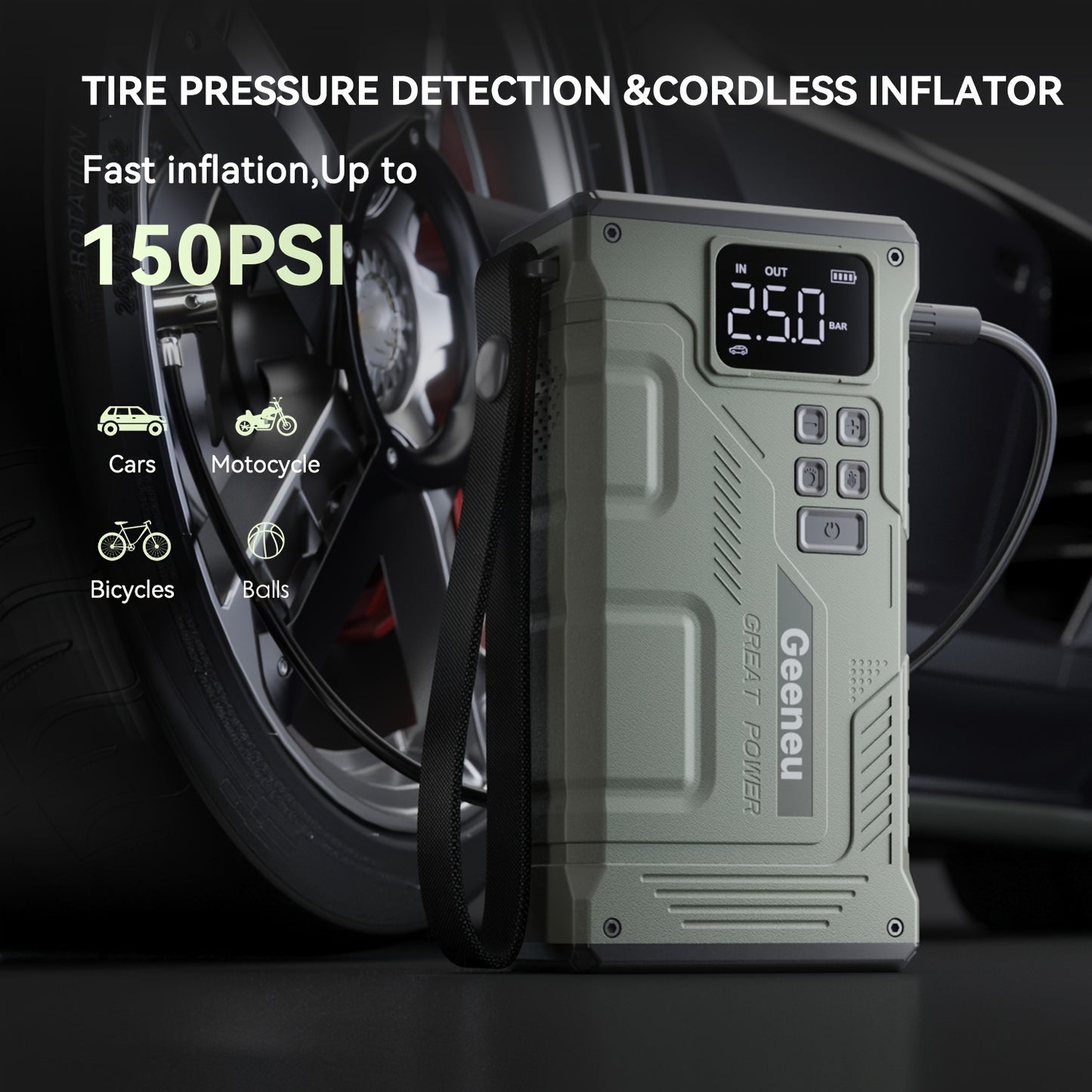 6000A Jump Starter with Air Compressor and Tire Inflator