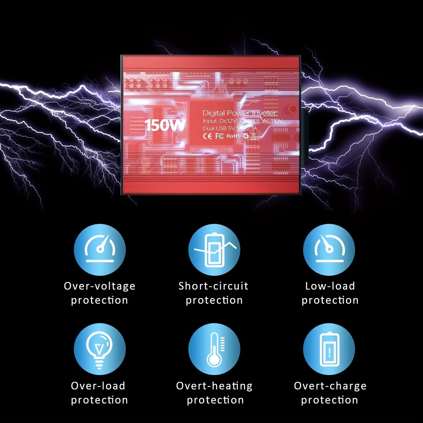 1pc Car Power Inverter DC 12V To AC 110V 150W Charger