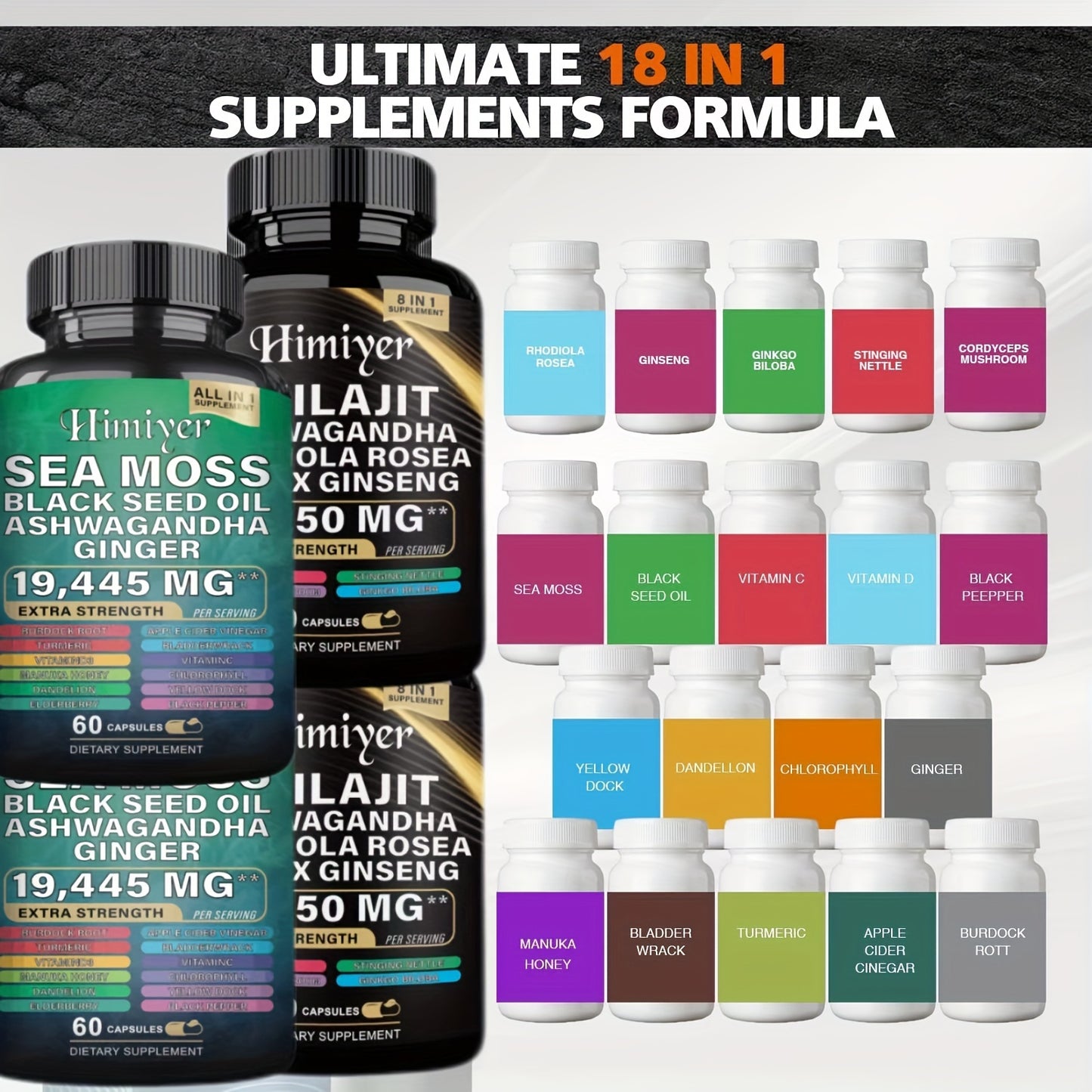 6PCS Three Month Energy Package Sea Moss Black Seed Oil