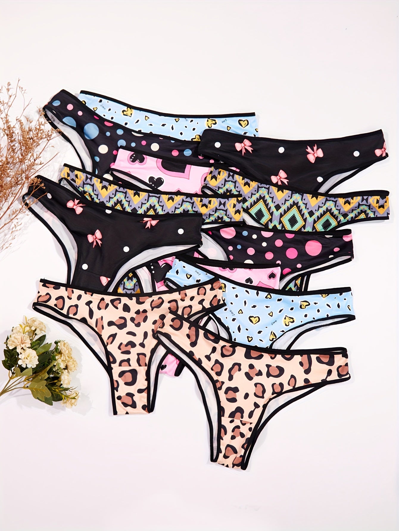 12pcs Plus Size Women's Comfortable Briefs Set