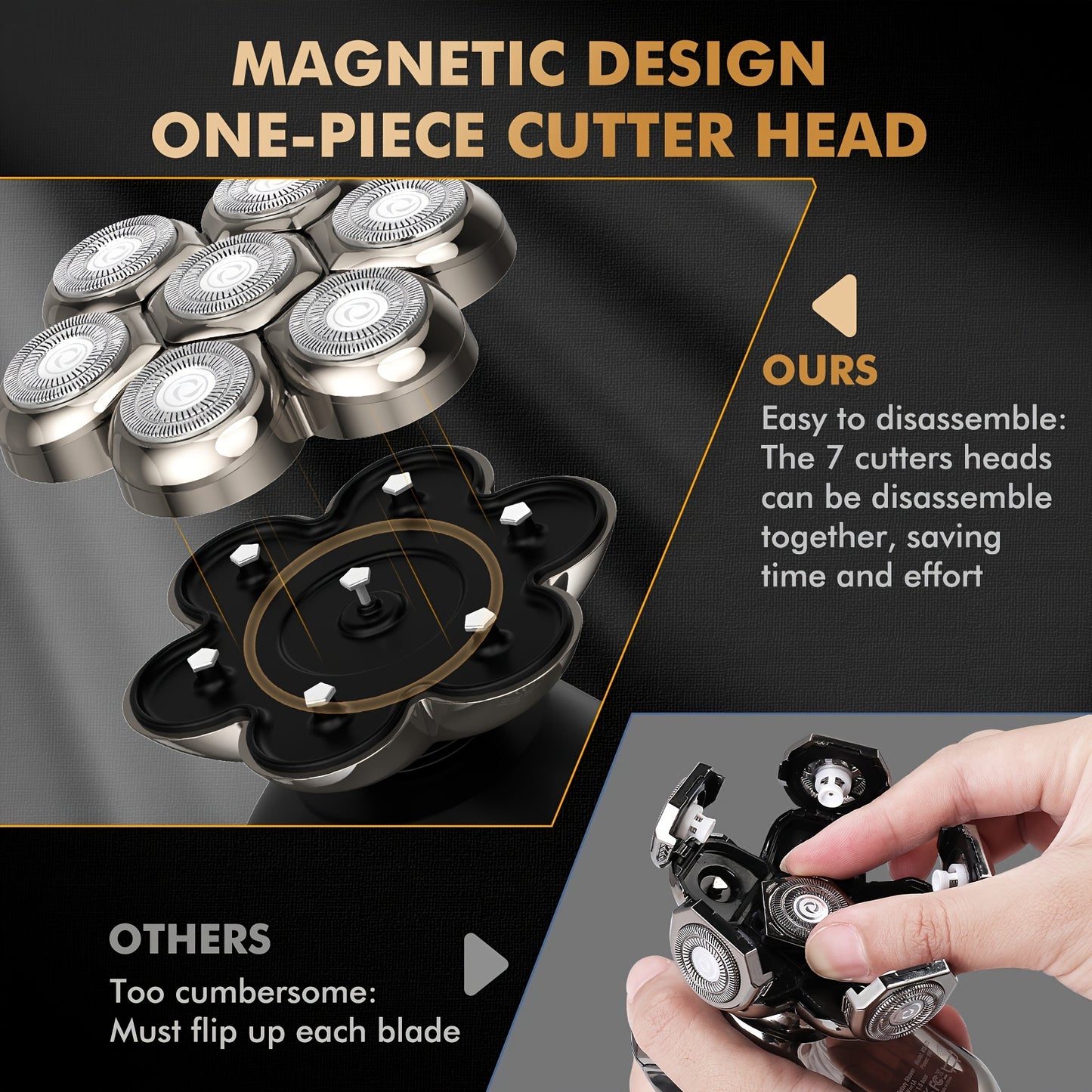 Detachable Head Shavers Kibiy 7D Magnetic Head Shaver