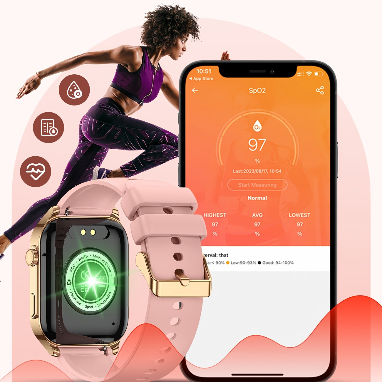 SOUYIE Smart Watch 1.9 Inch HD TFT Screen Fitness Tracker