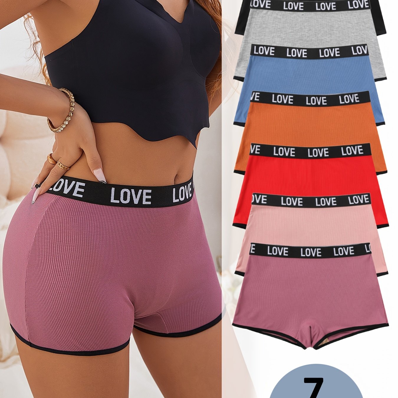 7-pack LOVE Belt, Threaded Comfortable Women's Large Size Flat Leggings