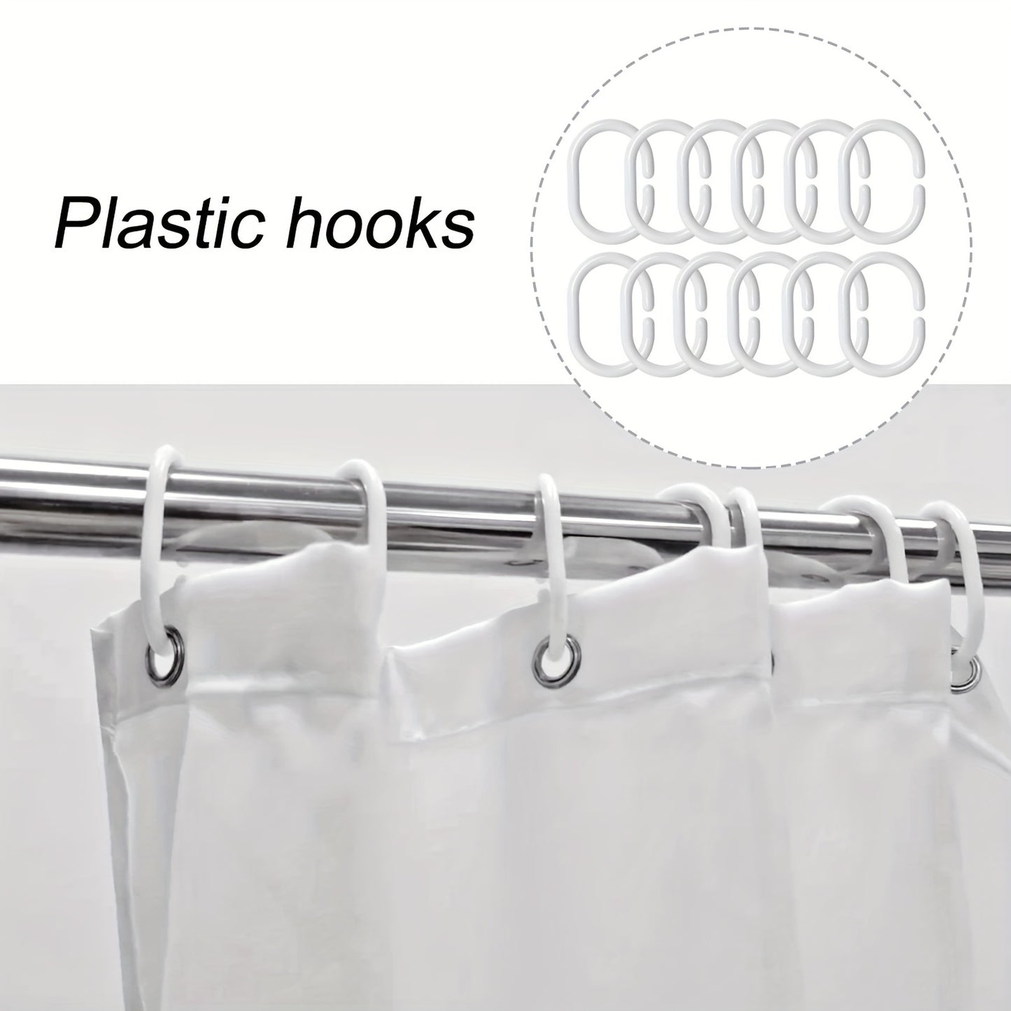 1/4pcs - Wildflower Shower Set Including Curtain Hooks 3 Mats