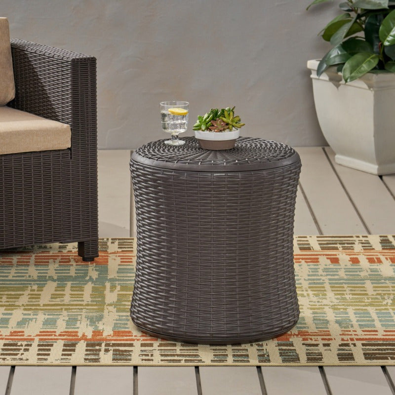 Classic Brown Portable Indoor/Outdoor Patio Side Table