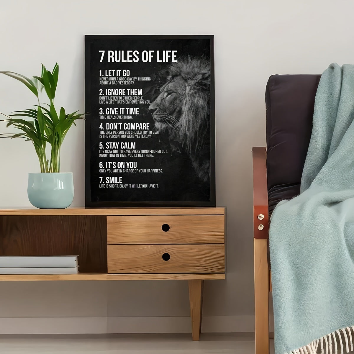 1pc Inspirational 7 Rules of Life Canvas Wall Art Decor