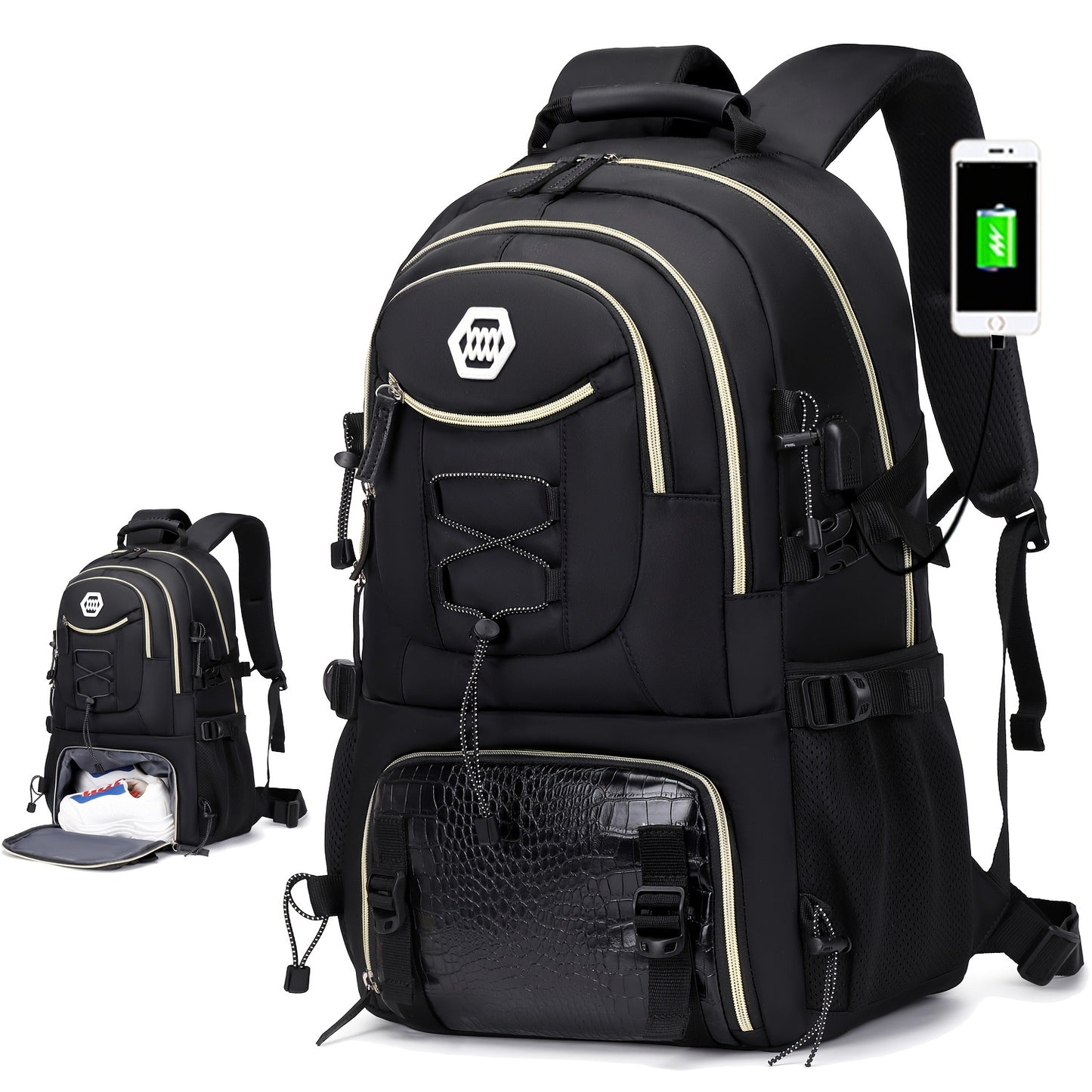 Lightweight 40L Travel Backpack with USB Charging Port