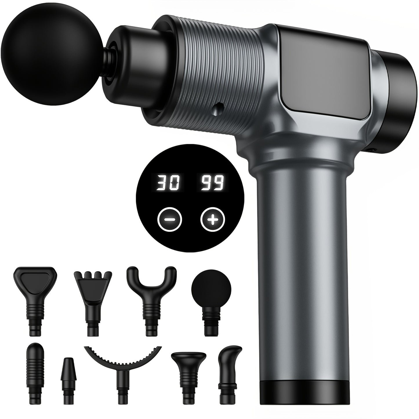 Massage Gun - Deep Tissue Massager With 30 Speeds & 9 Attachments