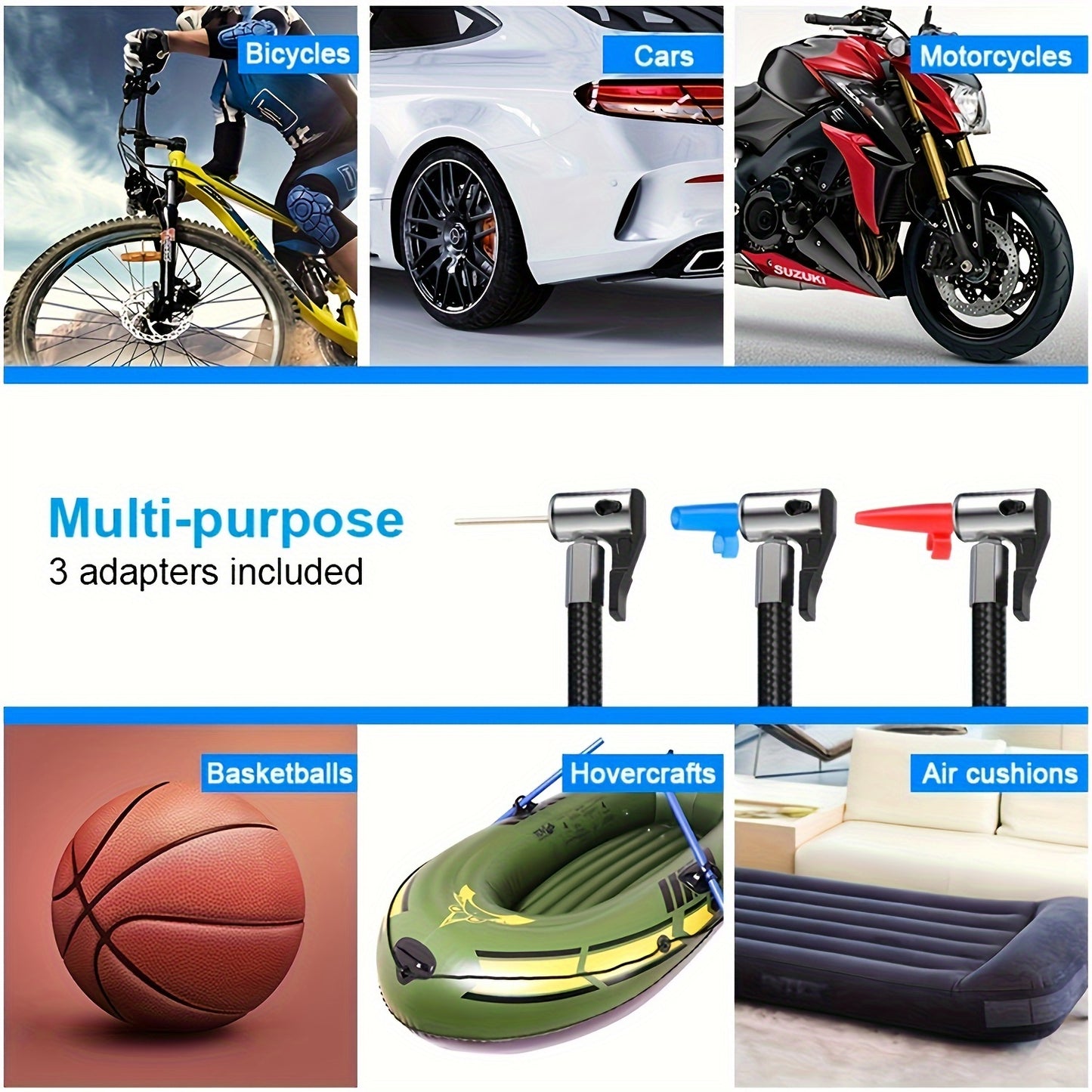 1pc Tire Inflator Portable Air Compressor 101-150PSI Car Pump