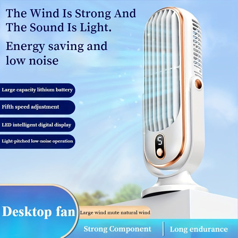 5-Speed Adjustable TENGQU Portable USB Desktop Fan Dual Blade 360 Degree Rotation for Home Office Travel Camping