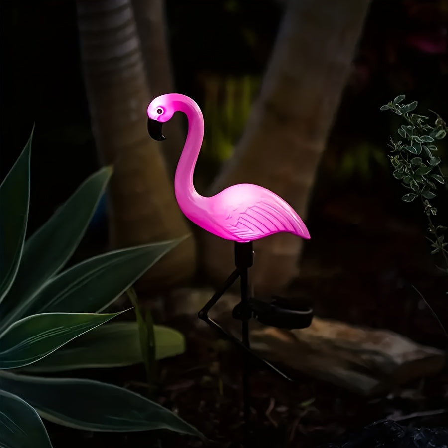 Set of 3 Flamingo Solar Lights for Outdoor Patio Decoration