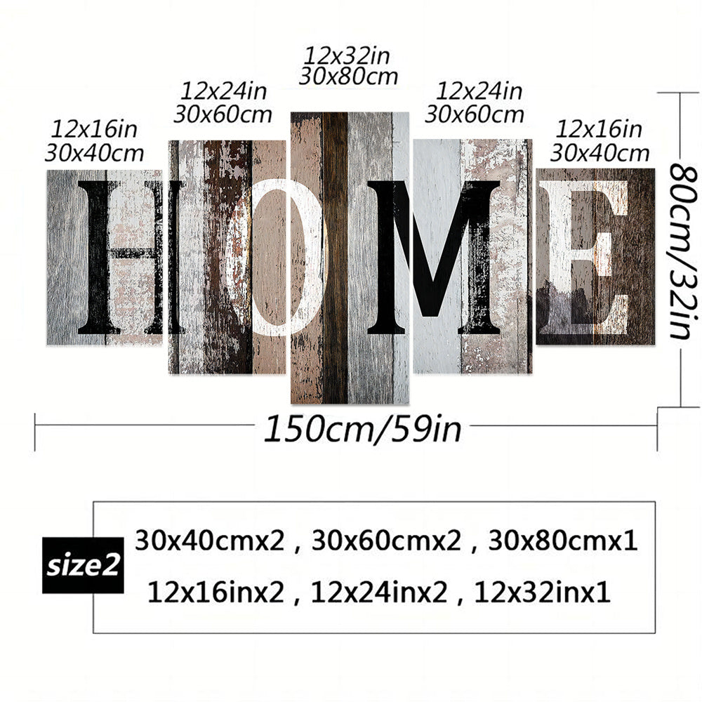 Wooden Frame Wall Hanging Decor, 5pcs Home Lettering Art