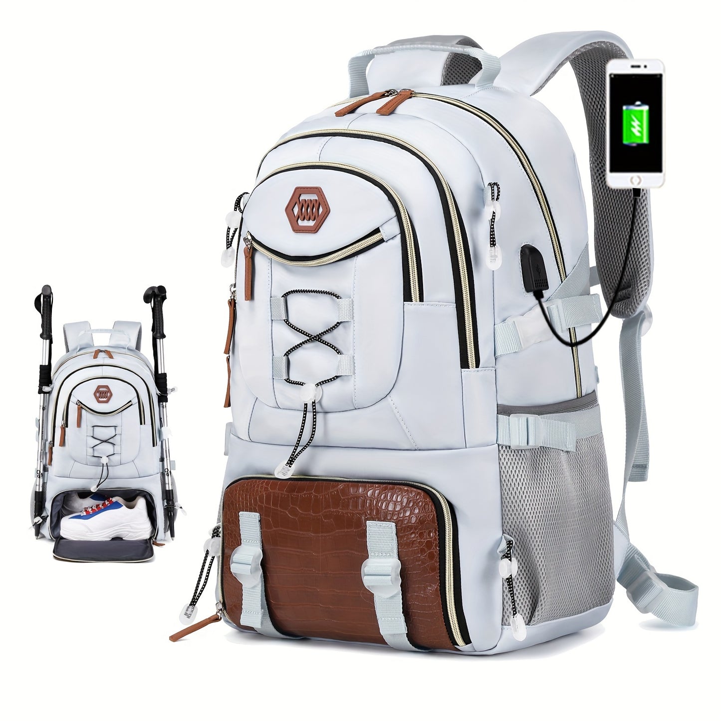 Lightweight 40L Travel Backpack with USB Charging Port