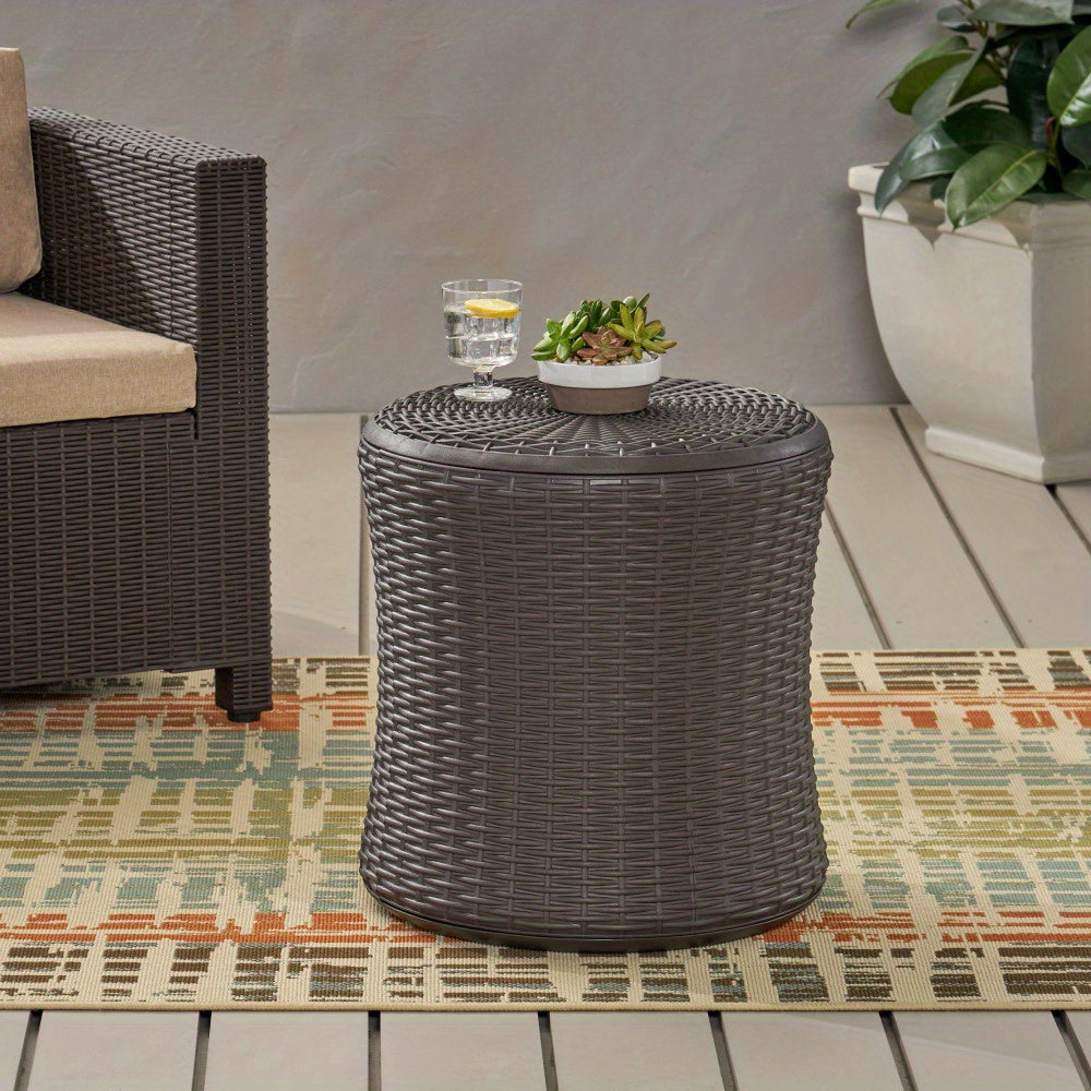 Classic Brown Portable Indoor/Outdoor Patio Side Table