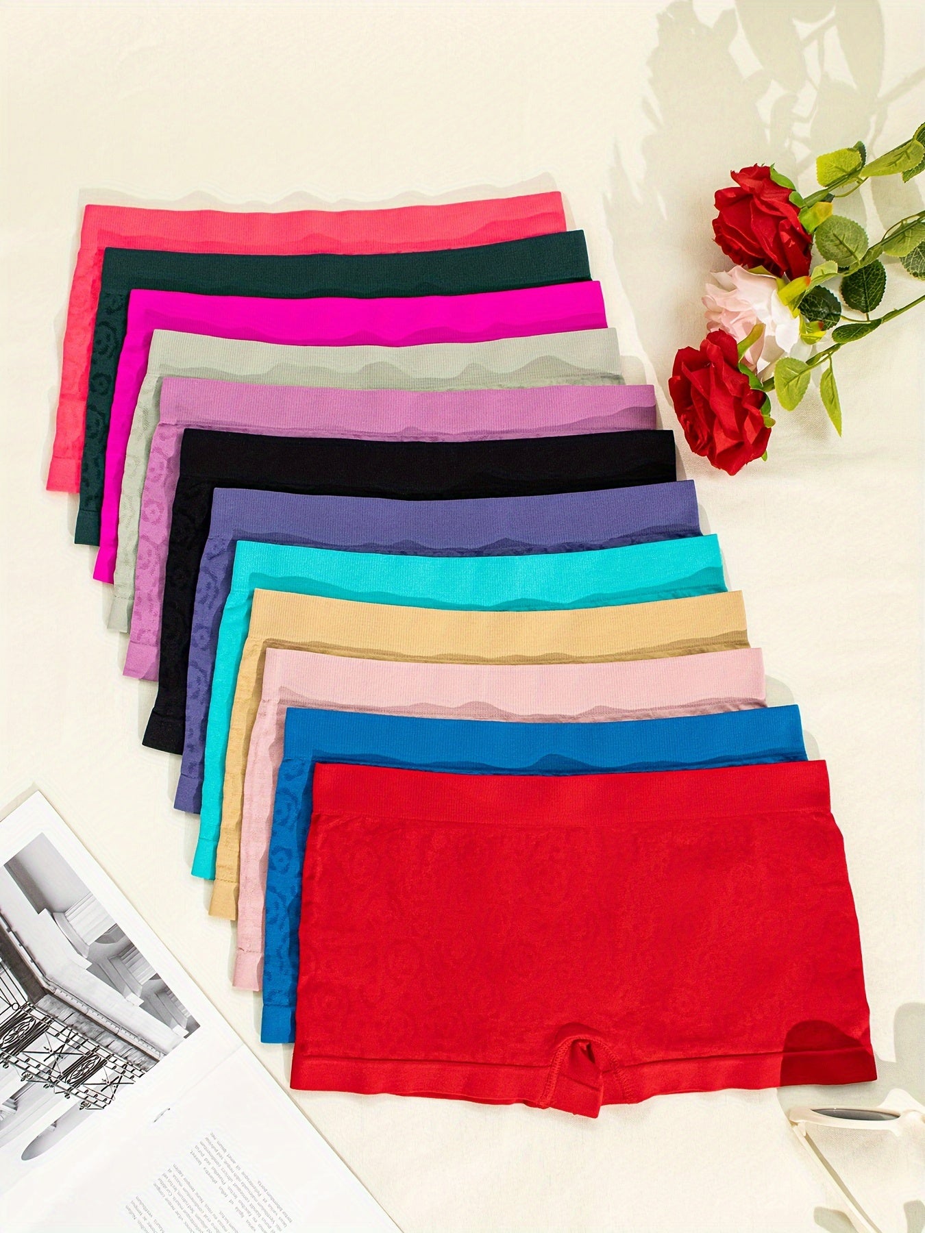 12pcs Multicolor Seamless Elastic Low Waist Hip Lifting Women Briefs
