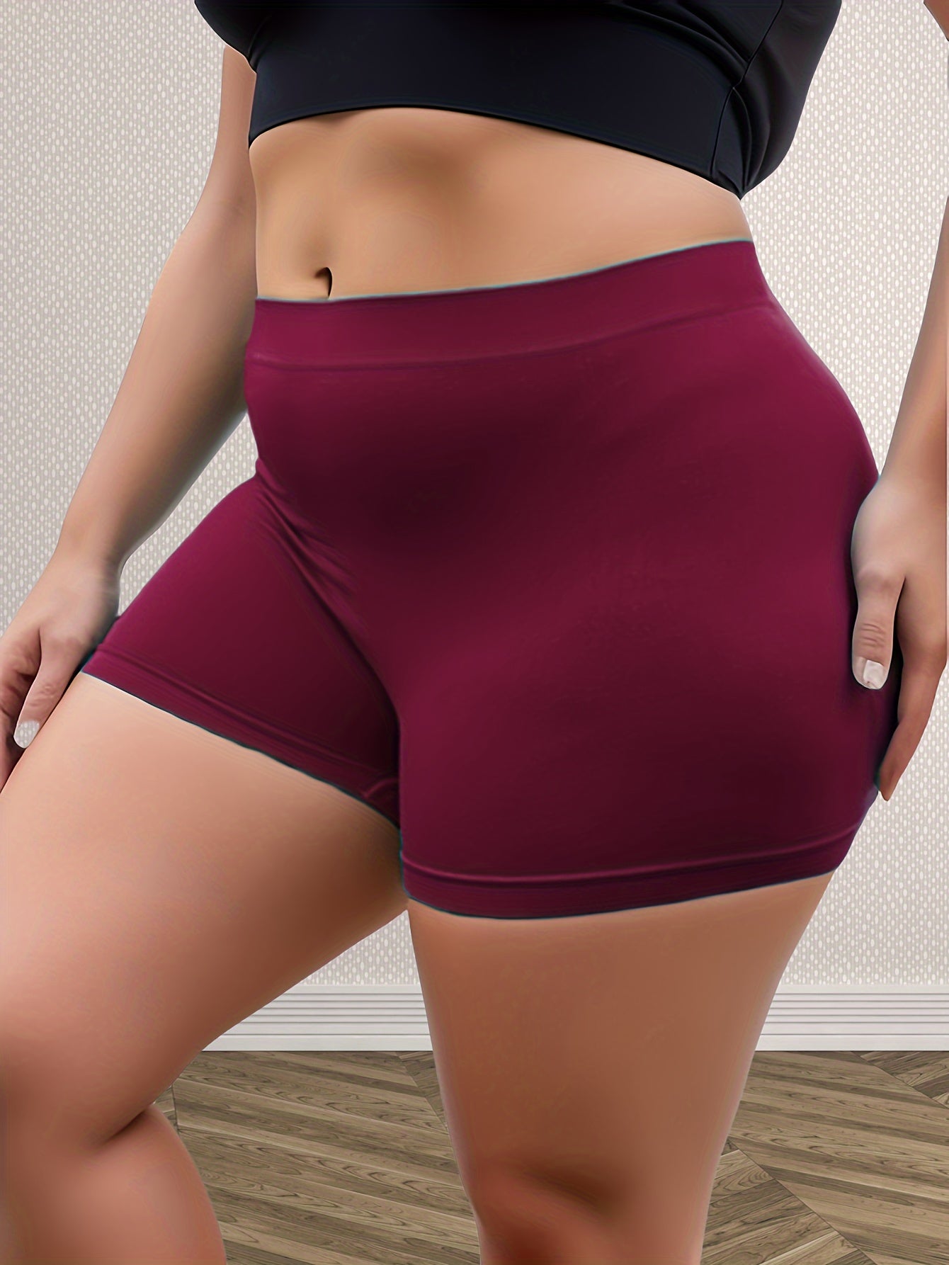 5pcs Women's Plus Simple Panties High Waisted Comfort Boyshorts