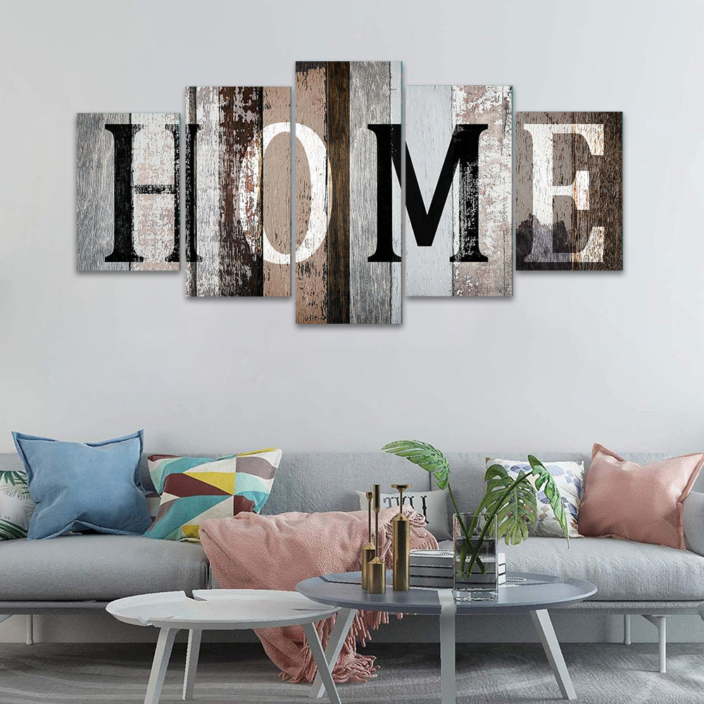 Wooden Frame Wall Hanging Decor, 5pcs Home Lettering Art