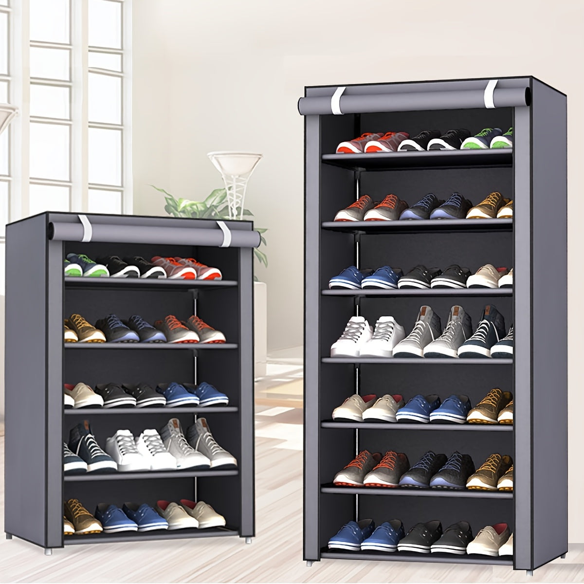 6/8/10 Tier Shoe Organizer with Nonwoven Fabric Cover Cabinet
