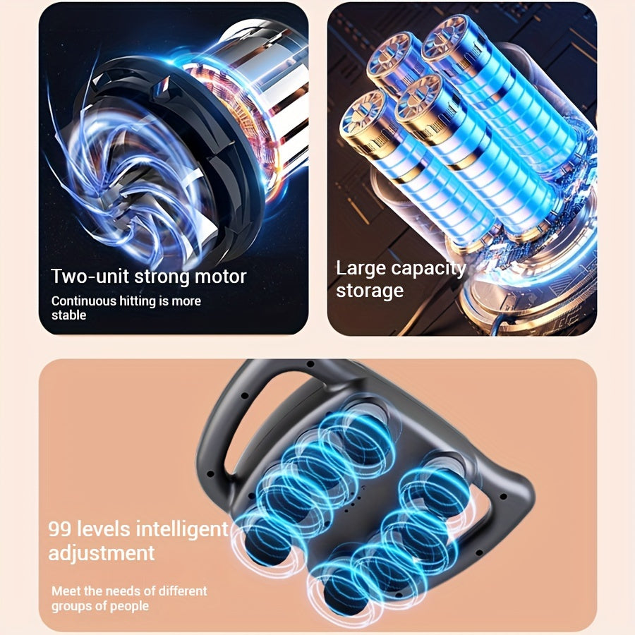 16-Head Portable Massage Gun USB Rechargeable for Full Body