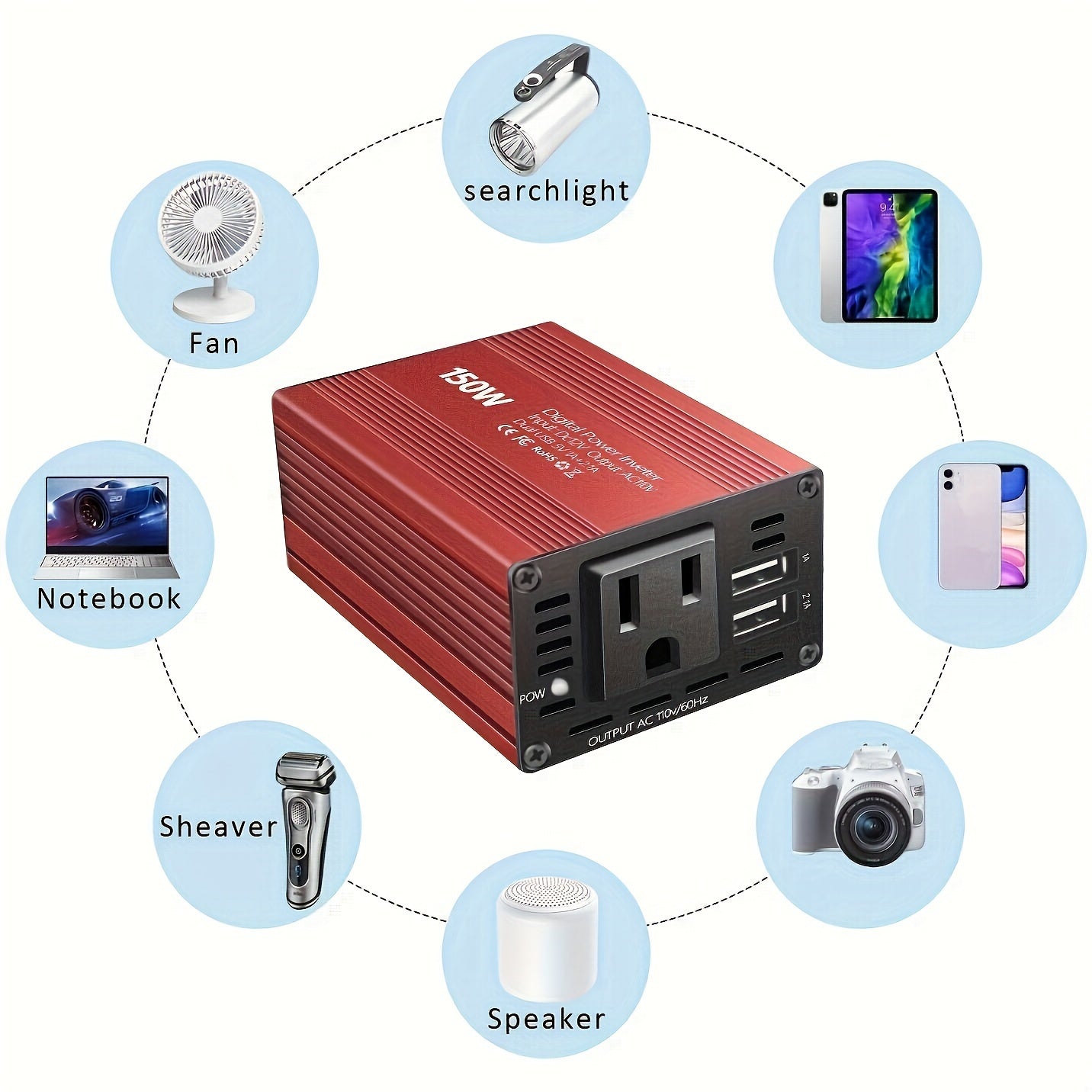 1pc Car Power Inverter DC 12V To AC 110V 150W Charger