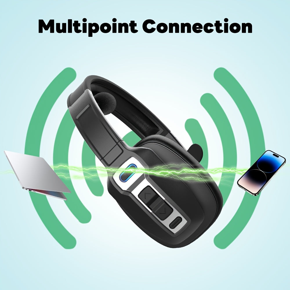 New Wireless Headset with Microphone AI Noise Canceling Trucker Headset 164ft Range 65 Hours Battery Life Work from Home Truck Driver Computer