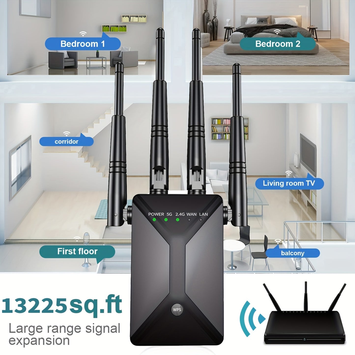 Ultra-Powerful WiFi Extender Signal Booster for 130 Devices