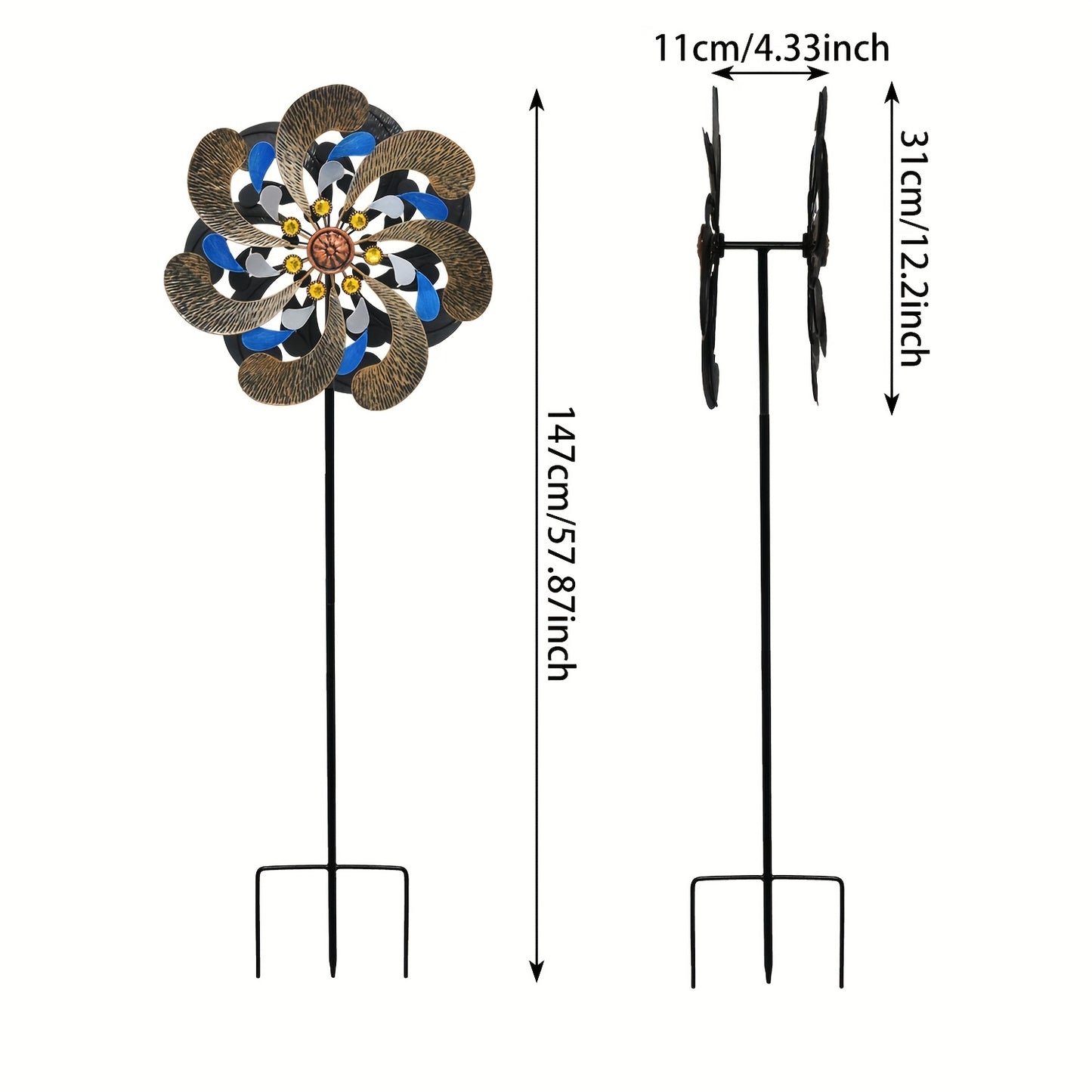 Outdoor Wind Spinner with Ground Stake No Electricity Needed