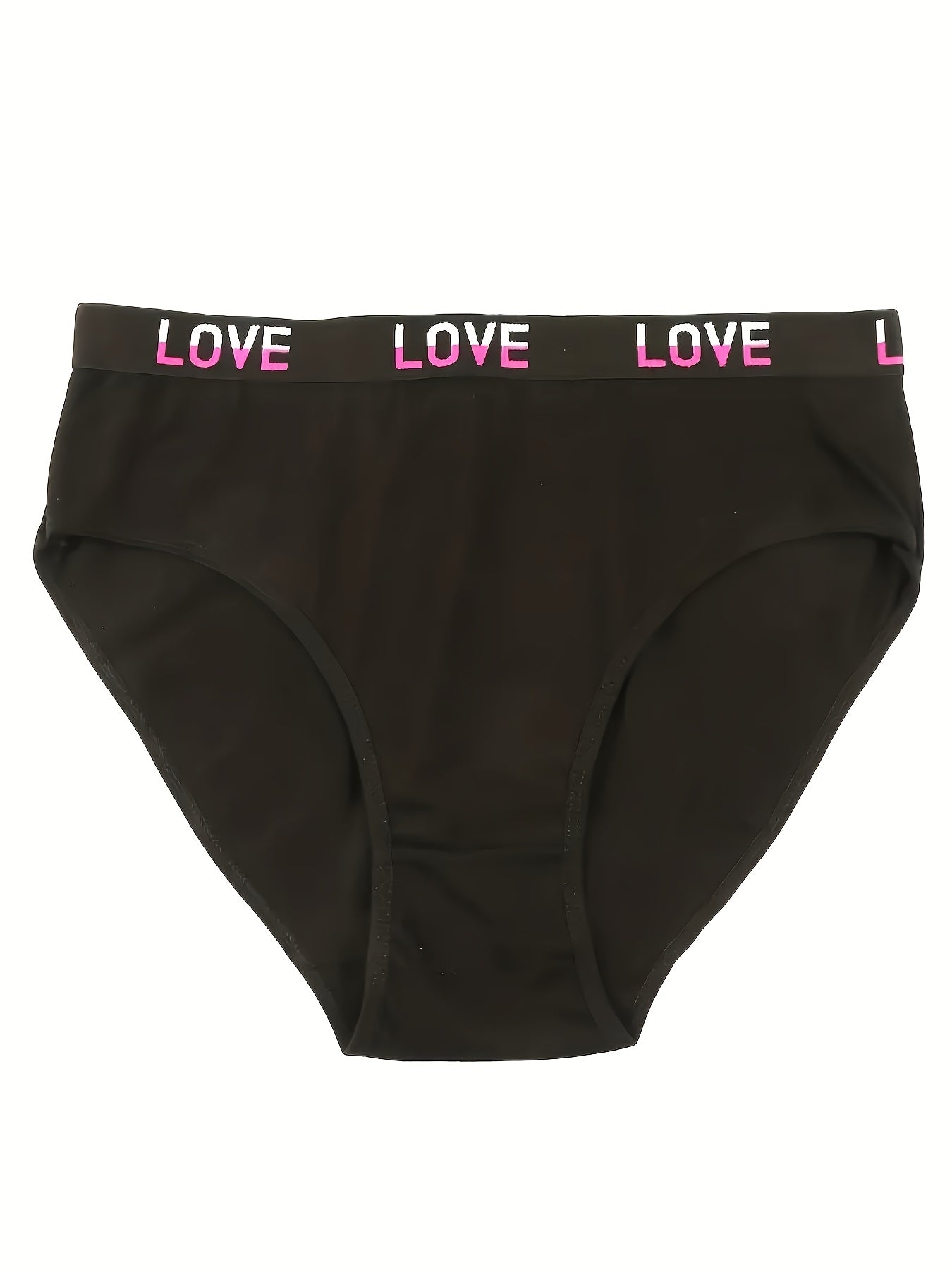 Women's High-Waist Letter Print Briefs, Smooth Fabric Finish, Cute Underwear