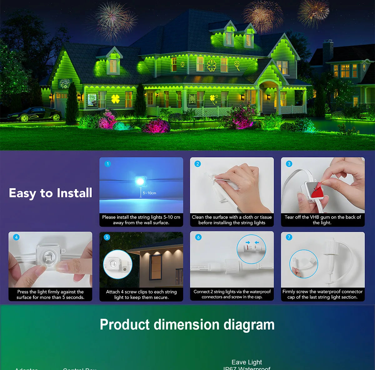 MIMIRGB Outdoor LED String Lights With App Control