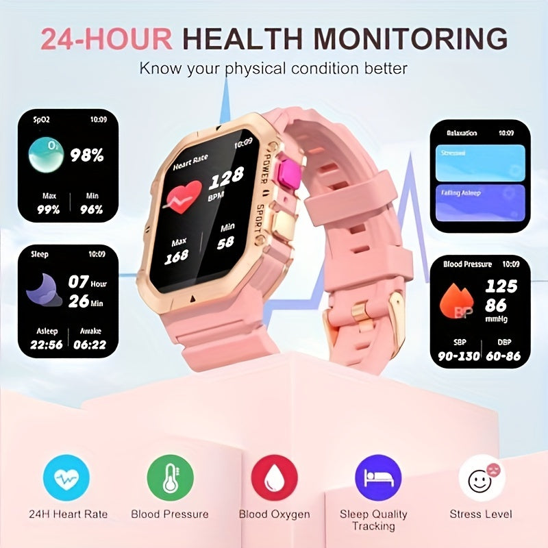 Smart Watch Answer Make Calls DUEDE 1.65 Touch Screen Pink