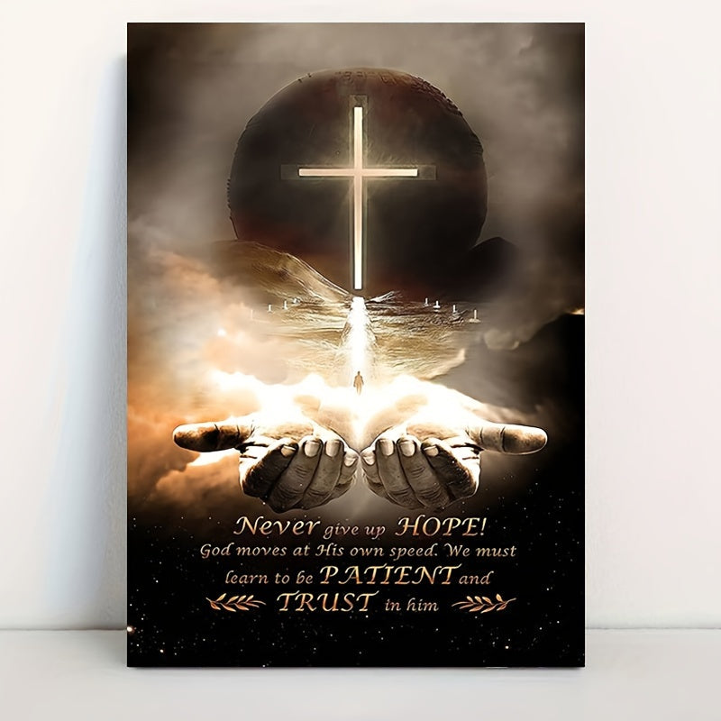 Wooden Framed Christian Canvas Painting Hand of God Quotes Print 11.8 Inch x 15.7 Inch Inspirational Quotes Canvas Wall Art Decoration Ready to Hang for Home Office Bathroom Living Room Decor Gift for Her or Him