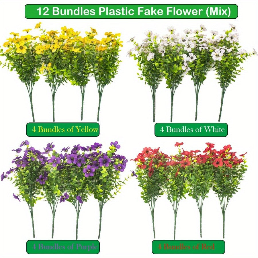 Artificial Fake Flowers for Outdoor Spring Decoration 16 Bundles Faux Silky Colorful Daisy UV Resistant Realistic for Porch Patio Home Yard Garden Planters Pots Window Box Mix