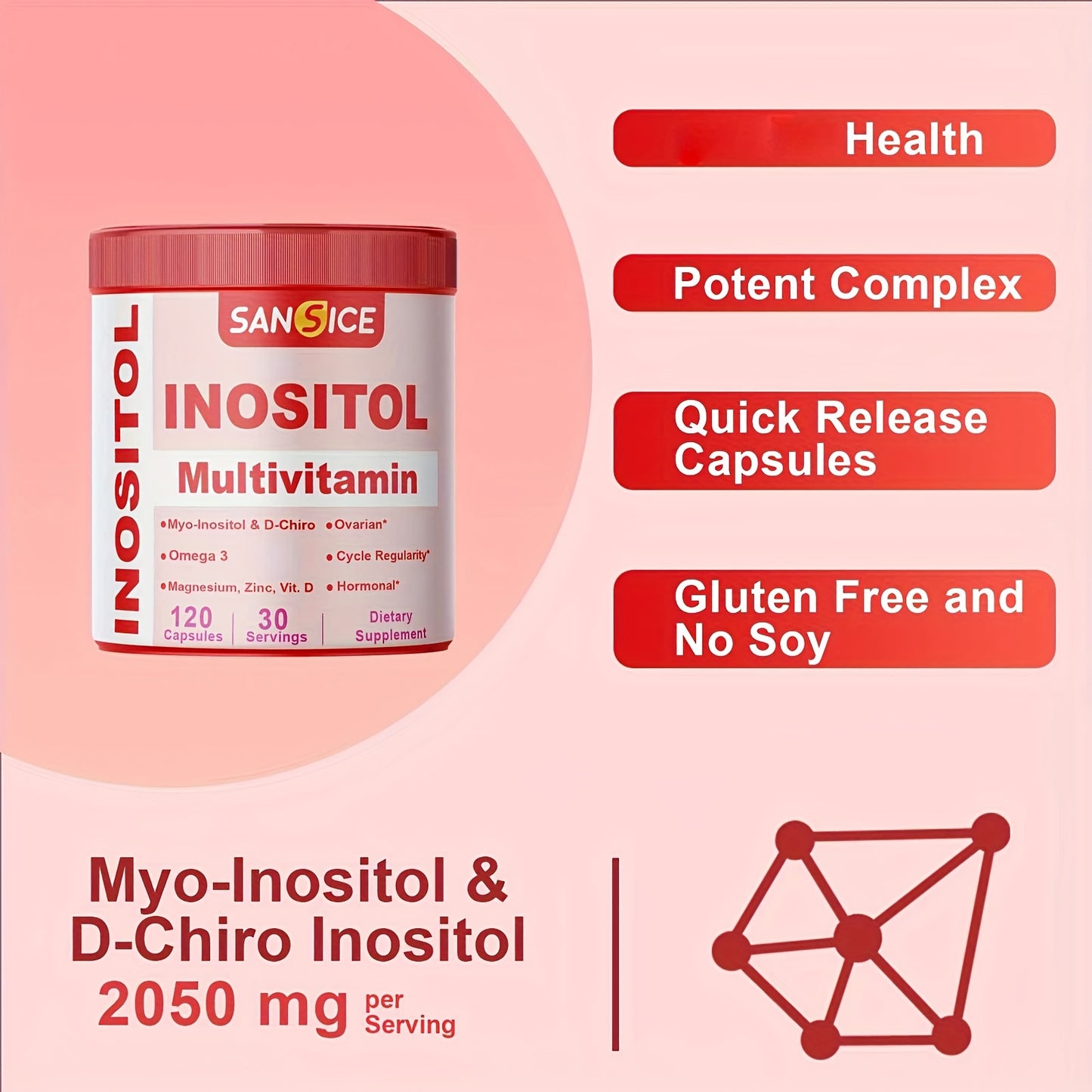 Inositol Complex Vitamin 240-Count Capsules for Balance
