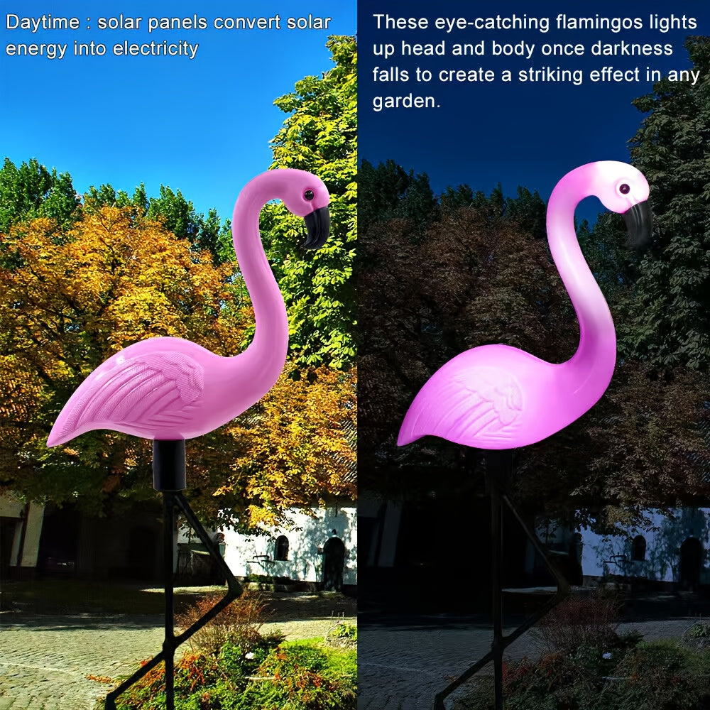 Set of 3 Flamingo Solar Lights for Outdoor Patio Decoration