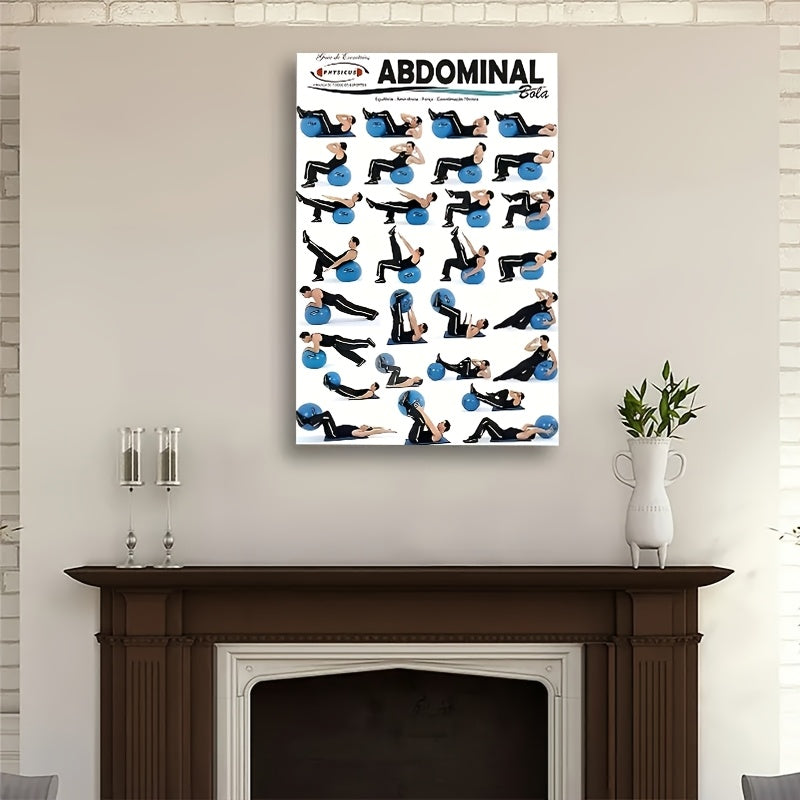 1pc Abdominal Workout Wall Art - 15 Exercises Canvas Print