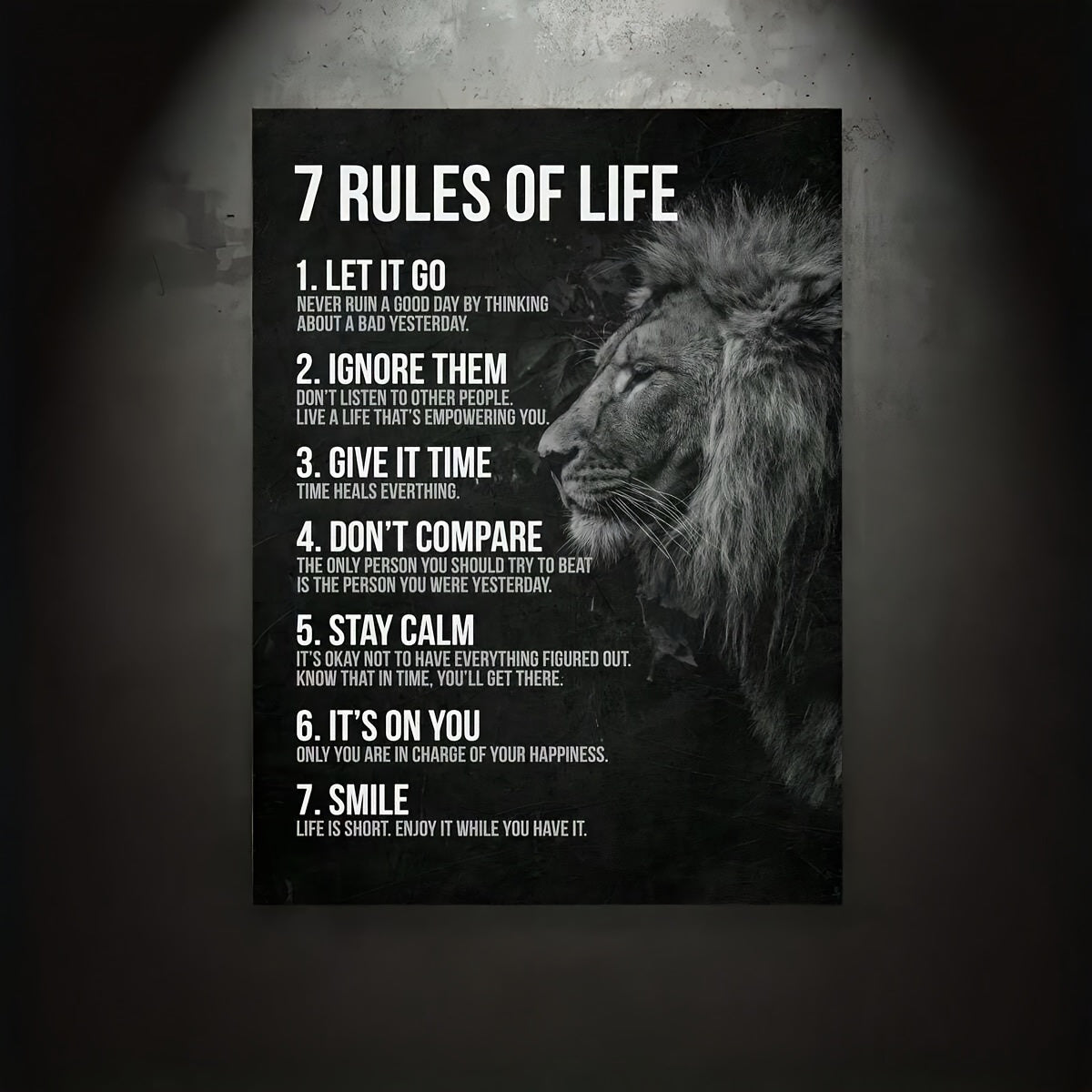 1pc Inspirational 7 Rules of Life Canvas Wall Art Decor