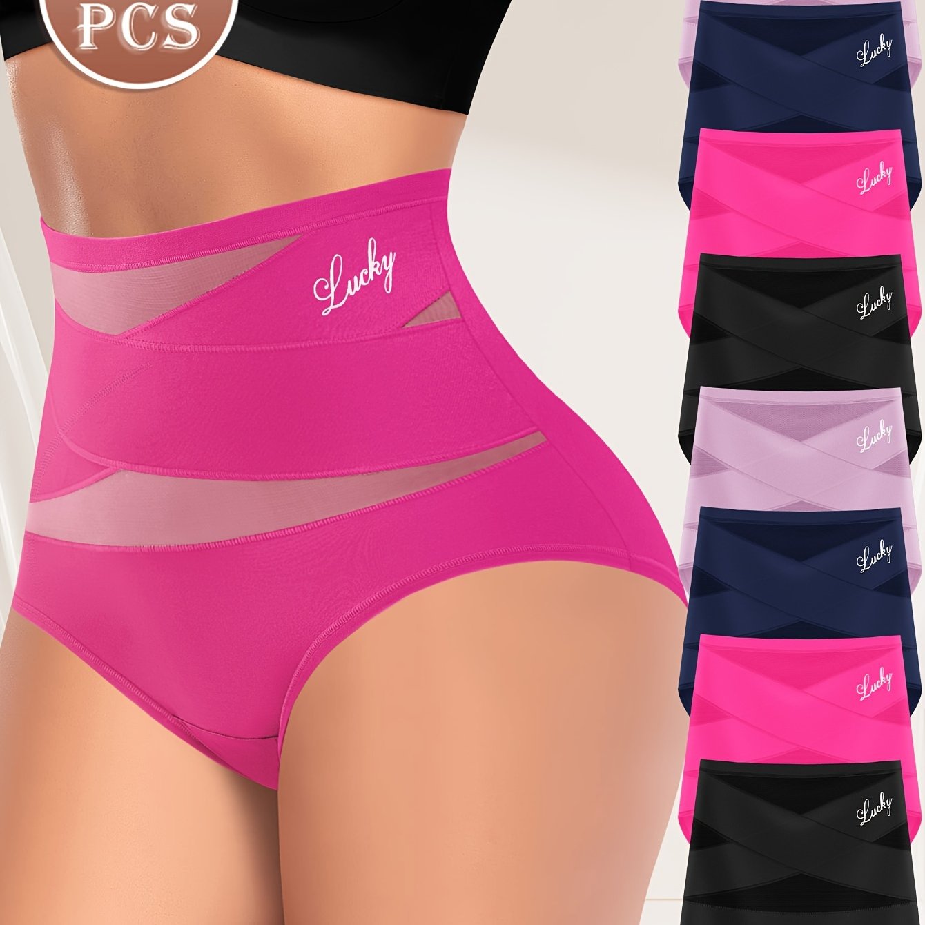 Breathable Mesh Underwear 8-Pack High-Waisted Women's Panties