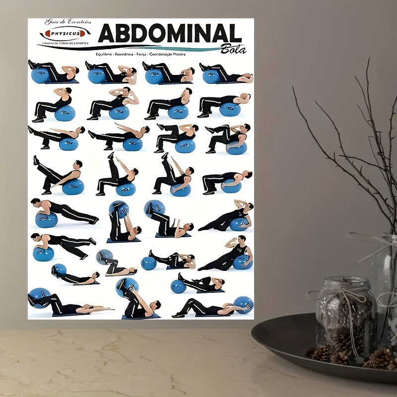 1pc Abdominal Workout Wall Art - 15 Exercises Canvas Print